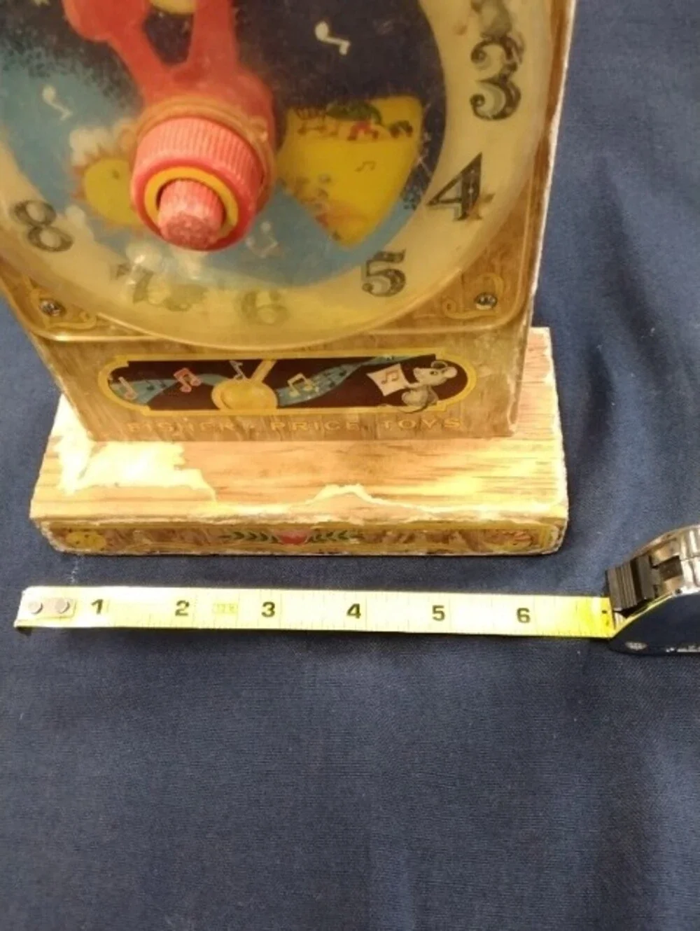 Fisher-Price Wooden Toy Clock with Pink Handle and Red/Pink Hands